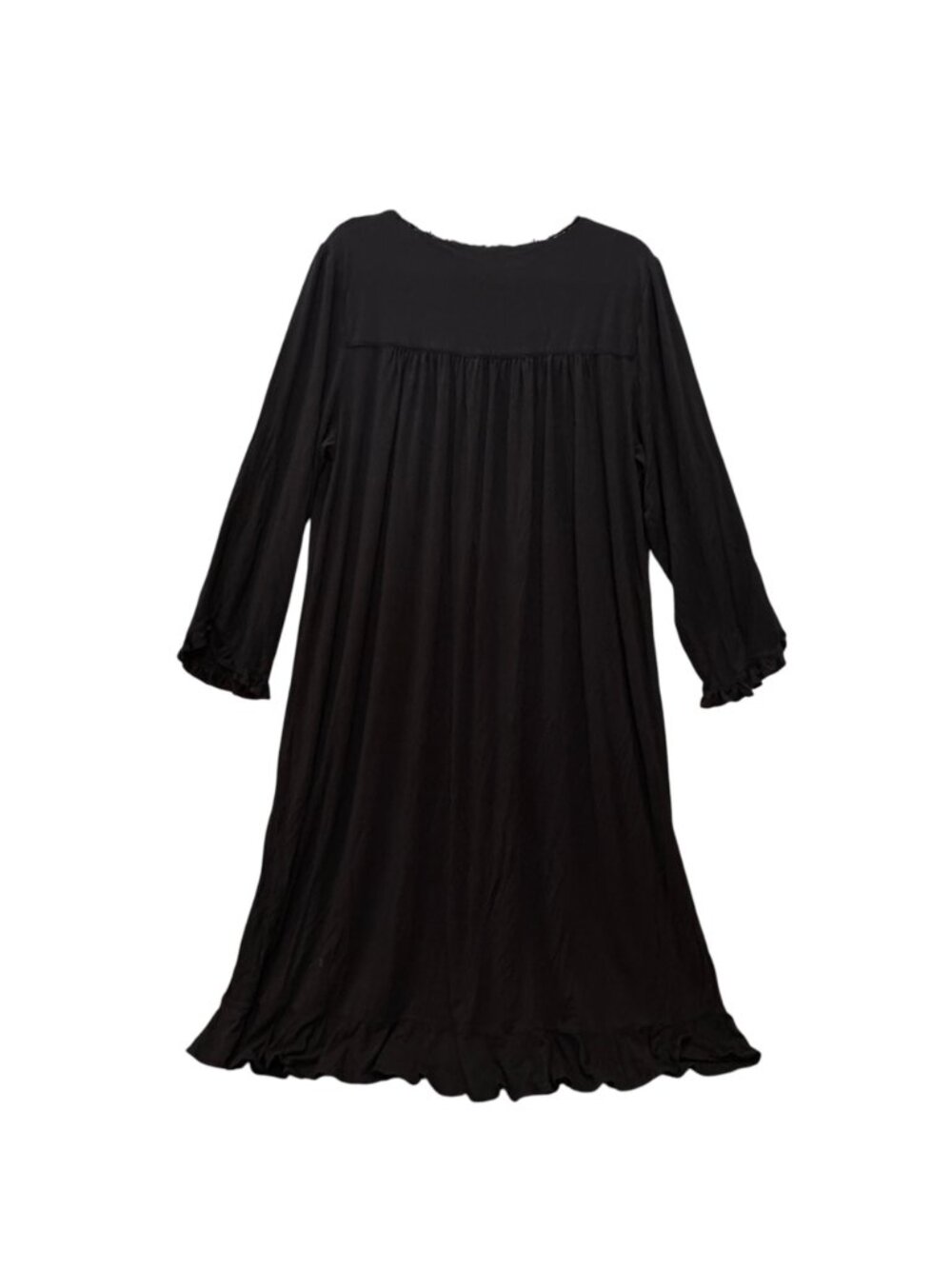 Eileen West Women's XL Nightgown Solid Black Tencel Modal Long Sleeve Waltz - Picture 3 of 9